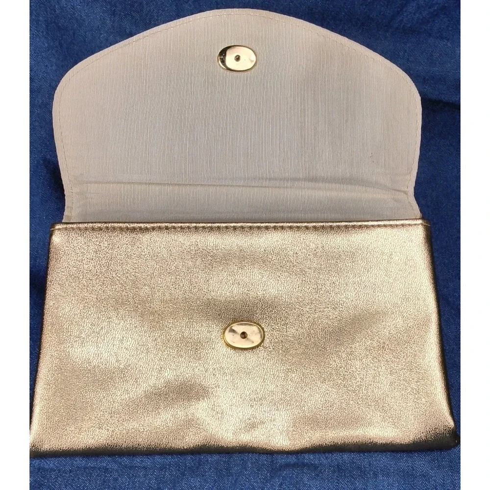 Vintage 1970s Avon Polished Gold Metallic Evening Clutch Bag Purse - Pristine...